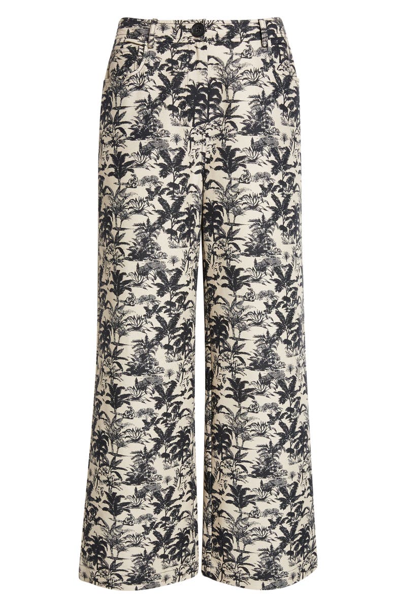 Toccin Blaire Tropical Print Wide Leg Pants, Alternate, color, Jet/ Natural