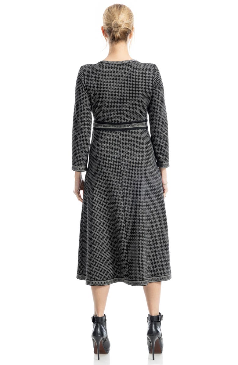 MAX STUDIO Long Sleeve Midi Dress, Alternate, color, Black/ White Interlocking