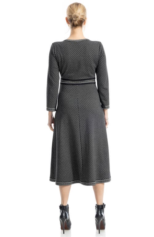 Max Studio Long Sleeve Midi Dress In Gray