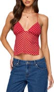EDIKTED Polka Dot Backless Halter Top
