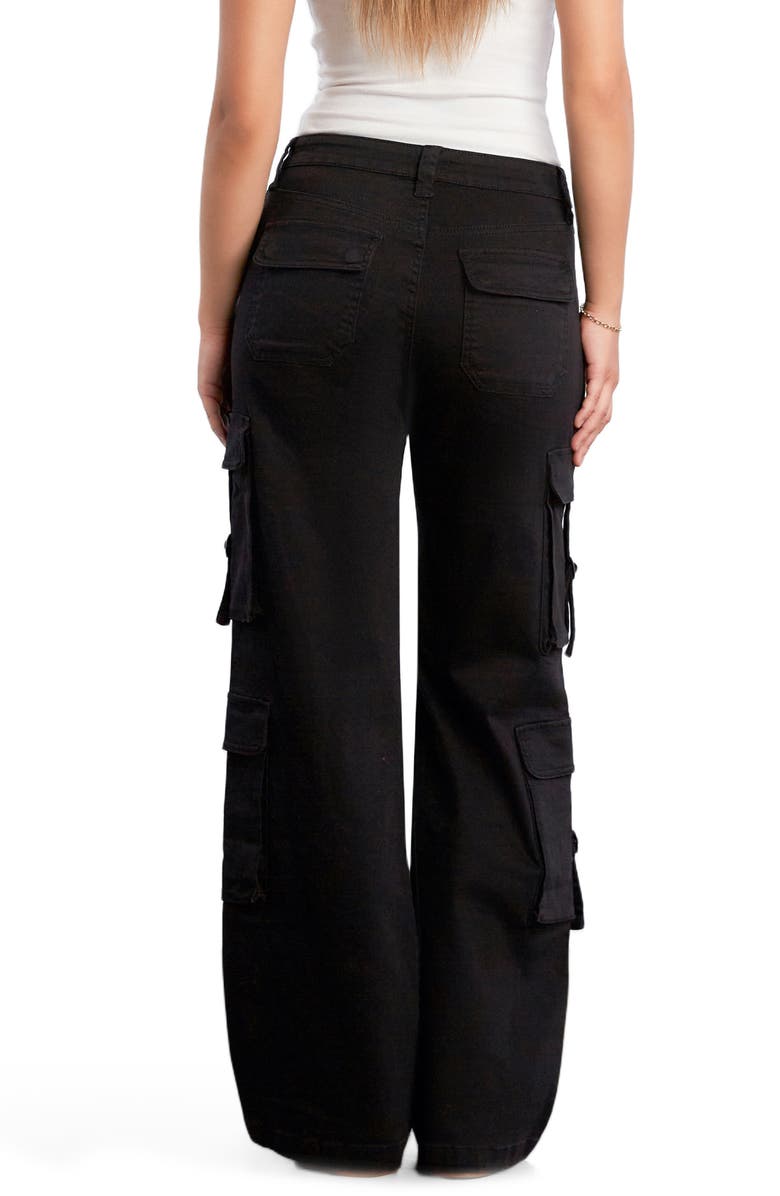 Wash Lab Denim High Waist Straight Leg Cargo Jeans, Alternate, color, Black
