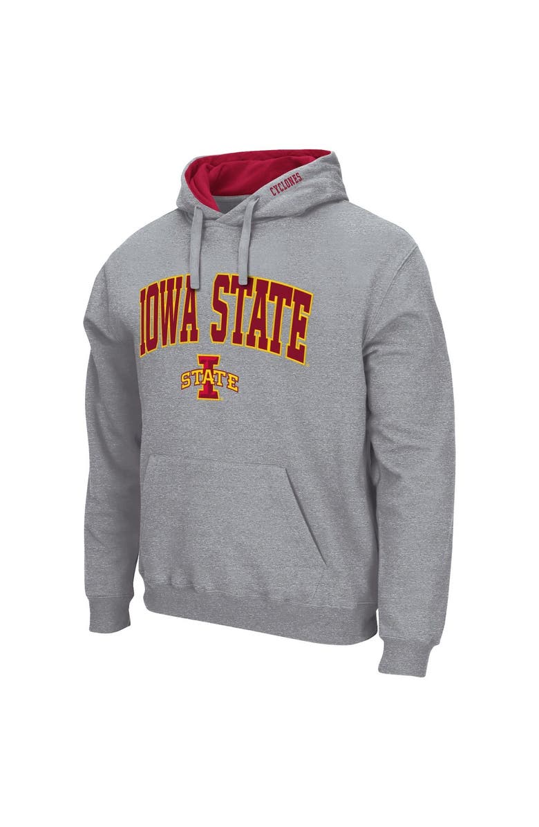 COLOSSEUM Men's Colosseum Heather Gray Iowa State Cyclones Arch & Logo 3.0 Pullover Hoodie, Alternate, color, Heather Gray