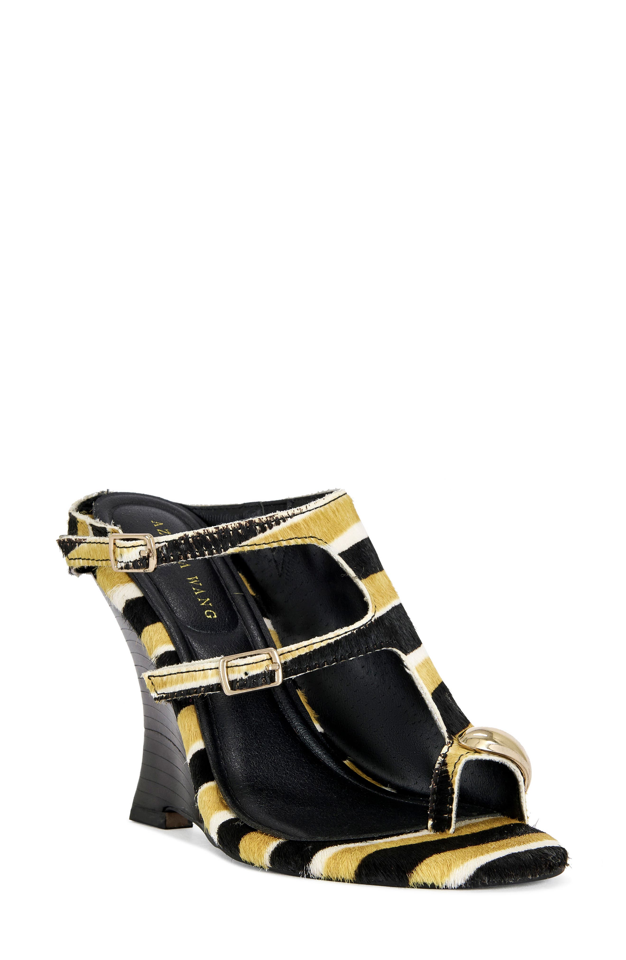 AZALEA WANG Giannis Genuine Calf Hair Wedge Sandal, Main, color, 