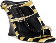 AZALEA WANG Giannis Genuine Calf Hair Wedge Sandal