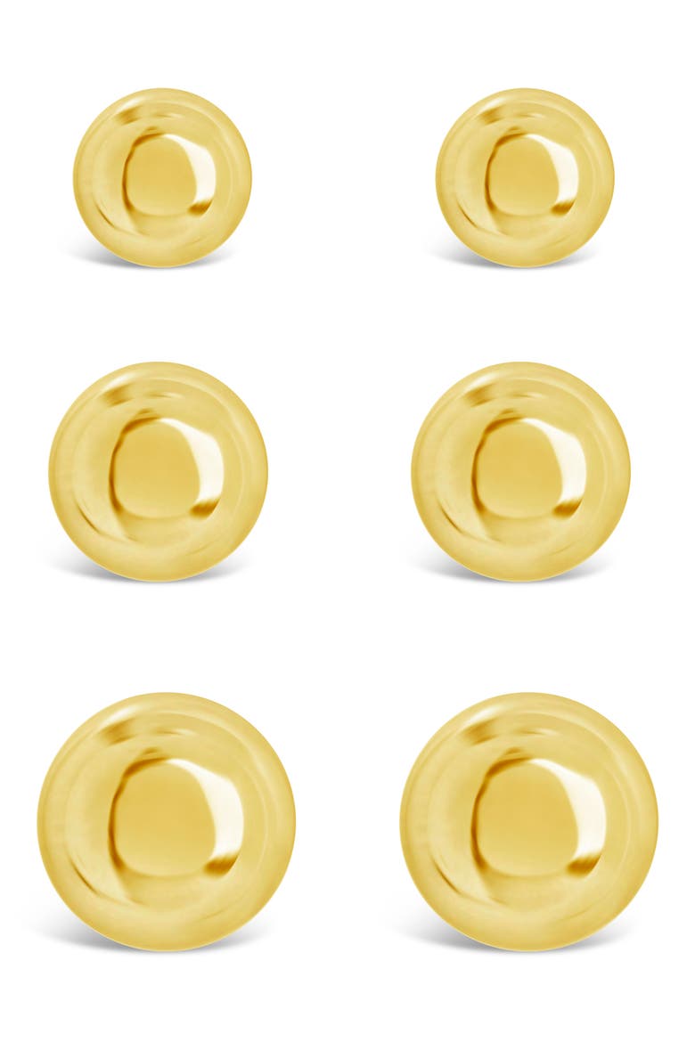 Set of 3 Polished Sphere Stud Earrings, Alternate, color, GOLD