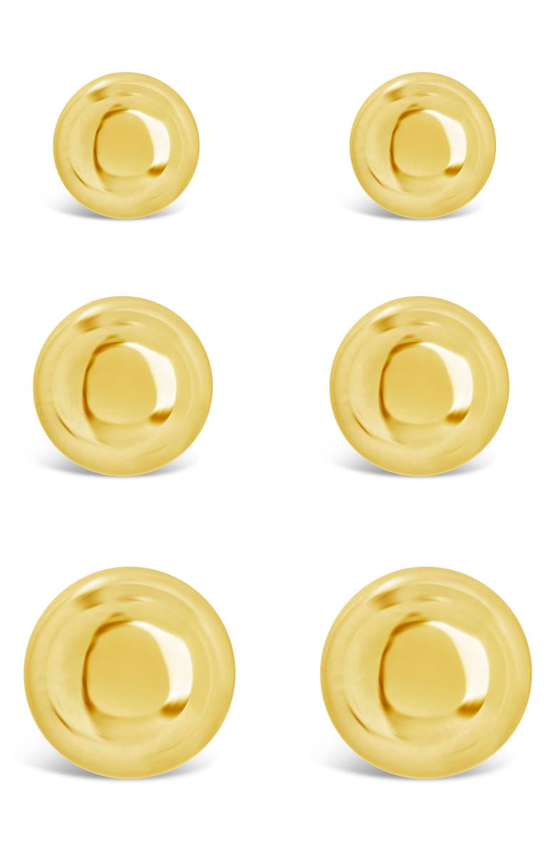 Sterling Forever Set of 3 Polished Sphere Stud Earrings, Alternate, color, Gold