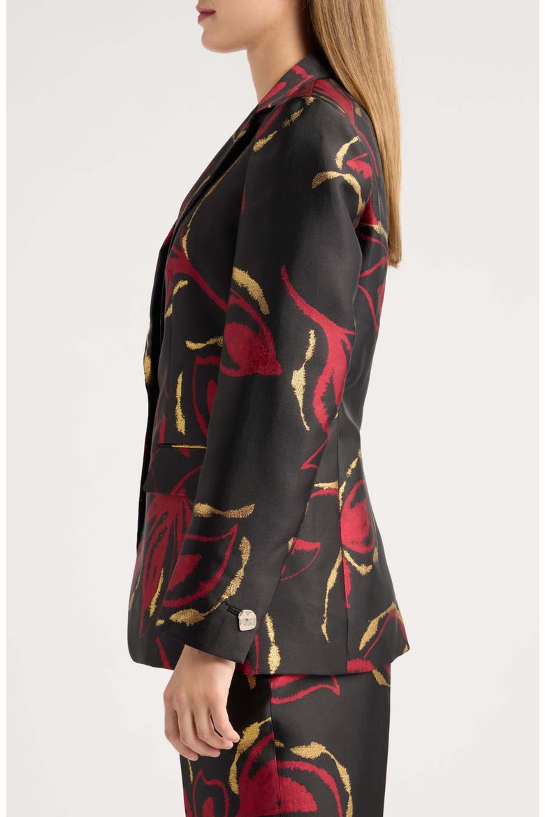 One-Button Notched Collar Blazer, Alternate, color, ANNE BLACK MULTI