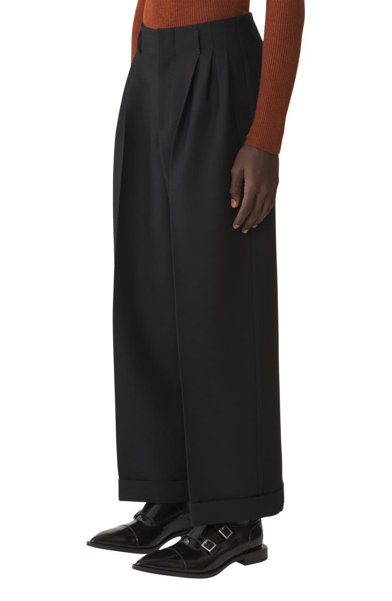 Lanvin Wide-Leg Flannel Pants in Woven Virgin Wool, Alternate, color, 