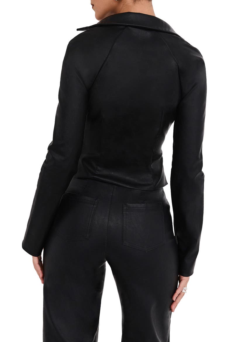 Lace-Up Faux Leather Top, Alternate, color, BLACK