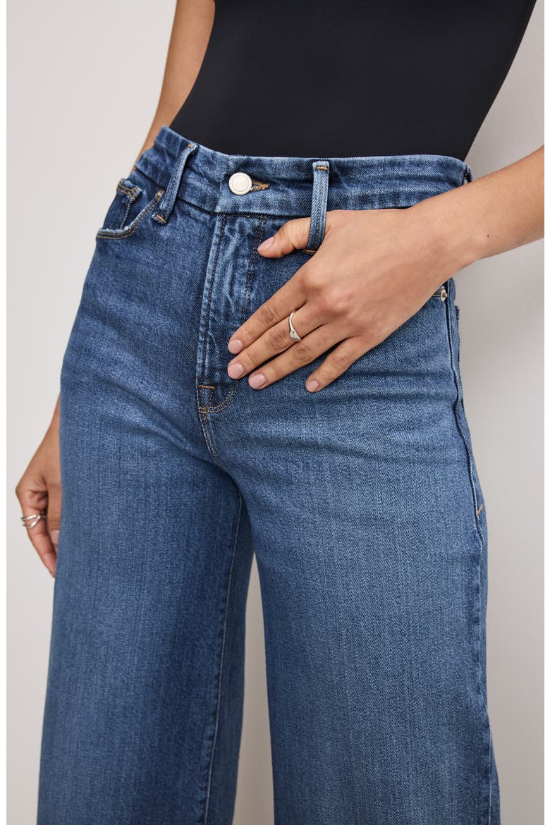 Soft Tech Good Waist High Waist Crop Palazzo Jeans, Alternate, color, INDIGO737