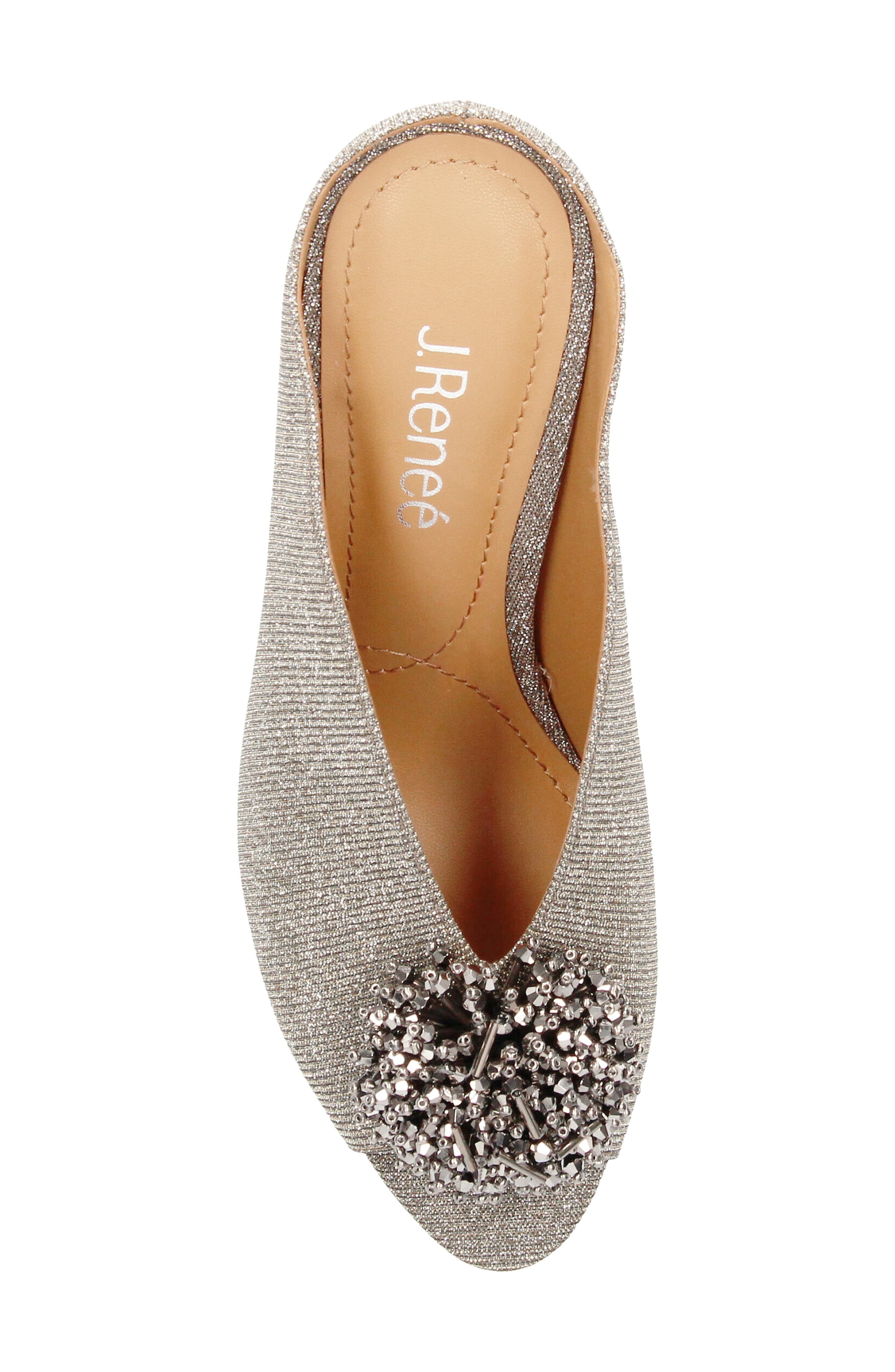 J. Reneé Emilia Peep Toe Mule, Alternate, color, Pewter Dance Glitter