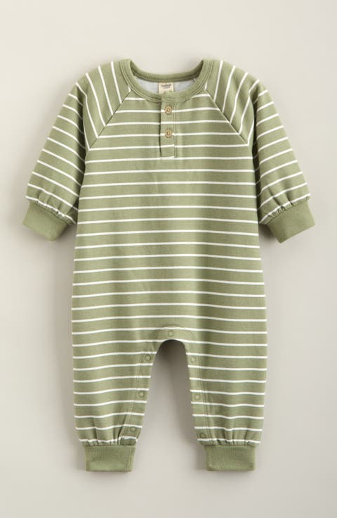 Raglan Sleeve Cotton Blend Romper