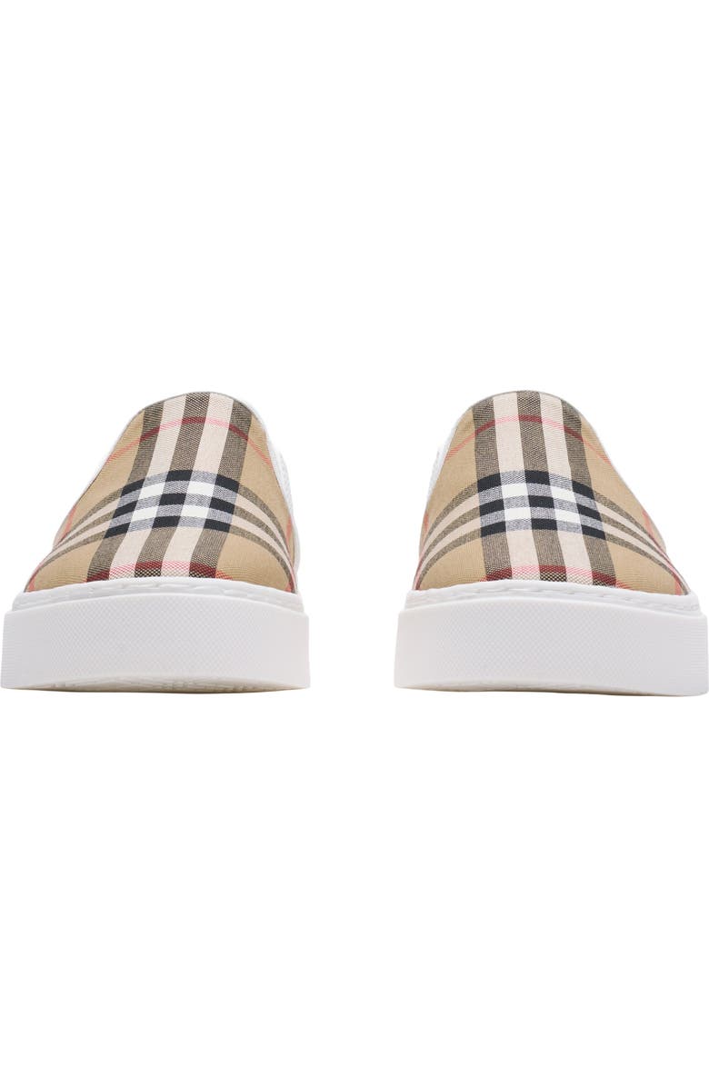 Burberry Check Cotton Slip-on Sneakers, Alternate, color, Sand Beige