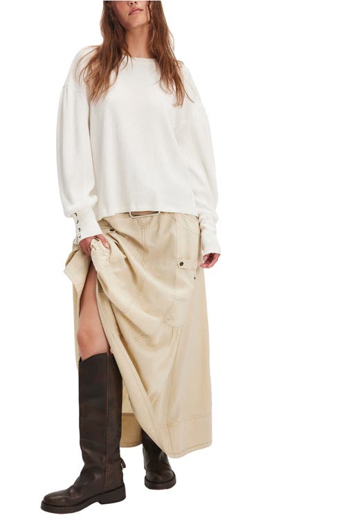 Free People Lapis Lace-up Cuff Cotton Thermal Top In White