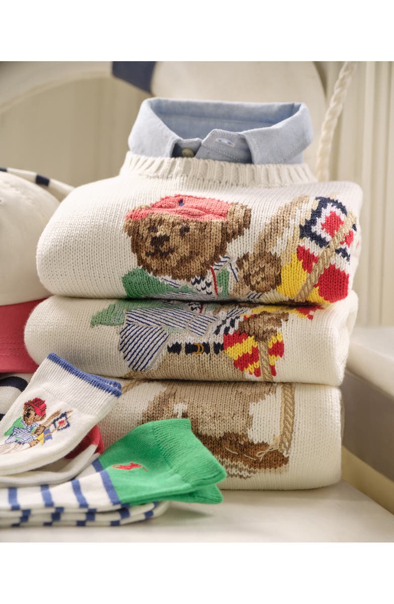 Polo Ralph Lauren Kids' Polo Bear Cotton Crewneck Sweater, Alternate, color, Deck Wash White