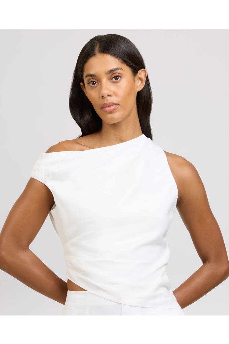 Cold Shoulder Asymmetrical Top, Main, color, White