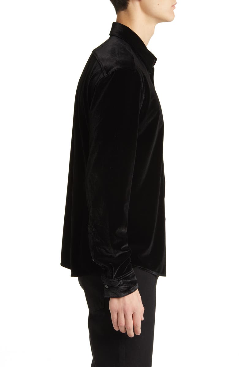 BOSS Ermo Slim Fit Stretch Velvet Button-Up Shirt, Alternate, color,