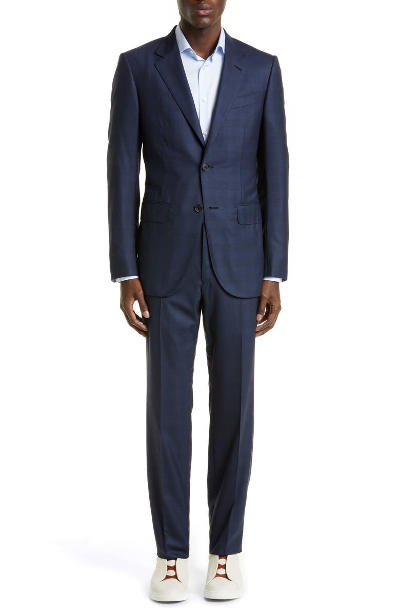 ZEGNA Prince of Wales Plaid Centoventimila Wool Suit, Main, color, Navy