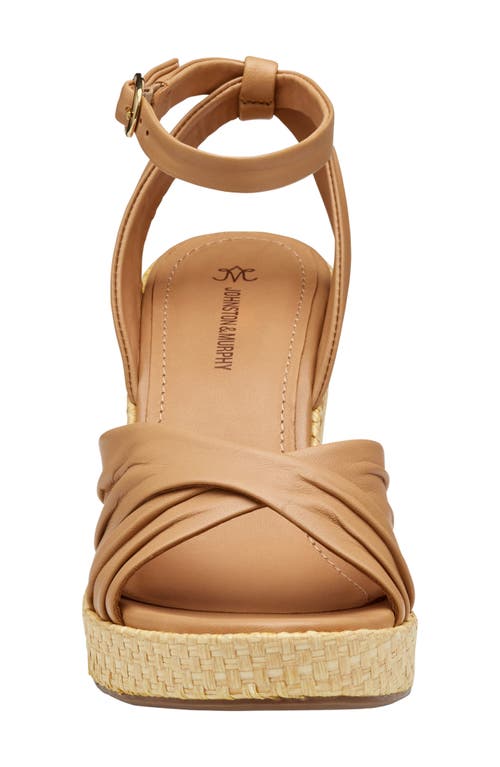 Johnston & Murphy Marcia Platform Wedge Sandal (women) In Tan Glove Leather