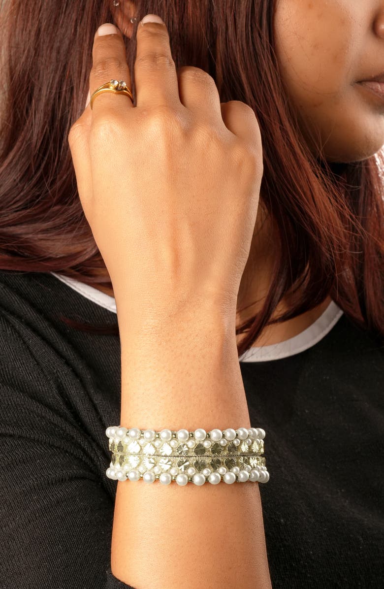 Deepa Gurnani Hudson Bracelet, Alternate, color, Silver/ White