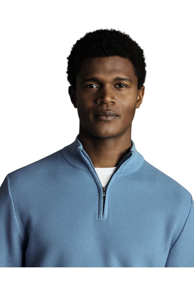 Cotton Zip Neck Sweater, Alternate, color, Ocean Blue
