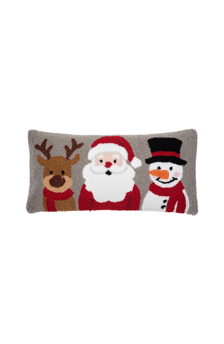 C&F Home Christmas Buddies Trio Hooked Pillow, Main, color, Grey