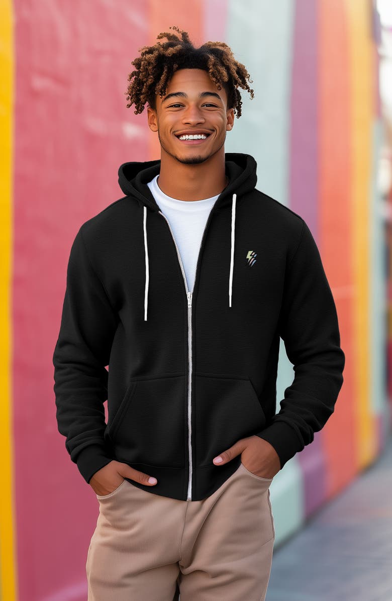 Dalix Lightning Bolt Zip Hoodie, Alternate, color, Black
