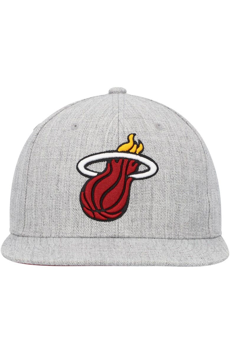 Mitchell & Ness Men's Mitchell & Ness Heather Gray Miami Heat Hardwood Classics 2.0 Snapback Hat, Alternate, color, 