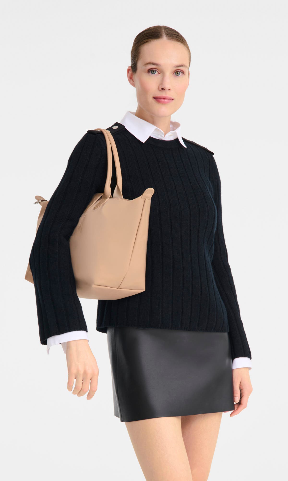Large Le Pliage One Shoulder Bag, Alternate, color, BEIGE