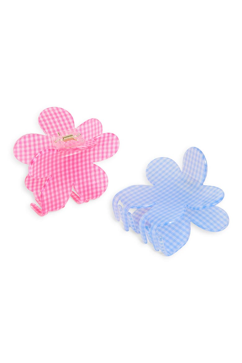 Assorted 2-Pack Gingham Claw Clips, Main, color, PINK- BLUE