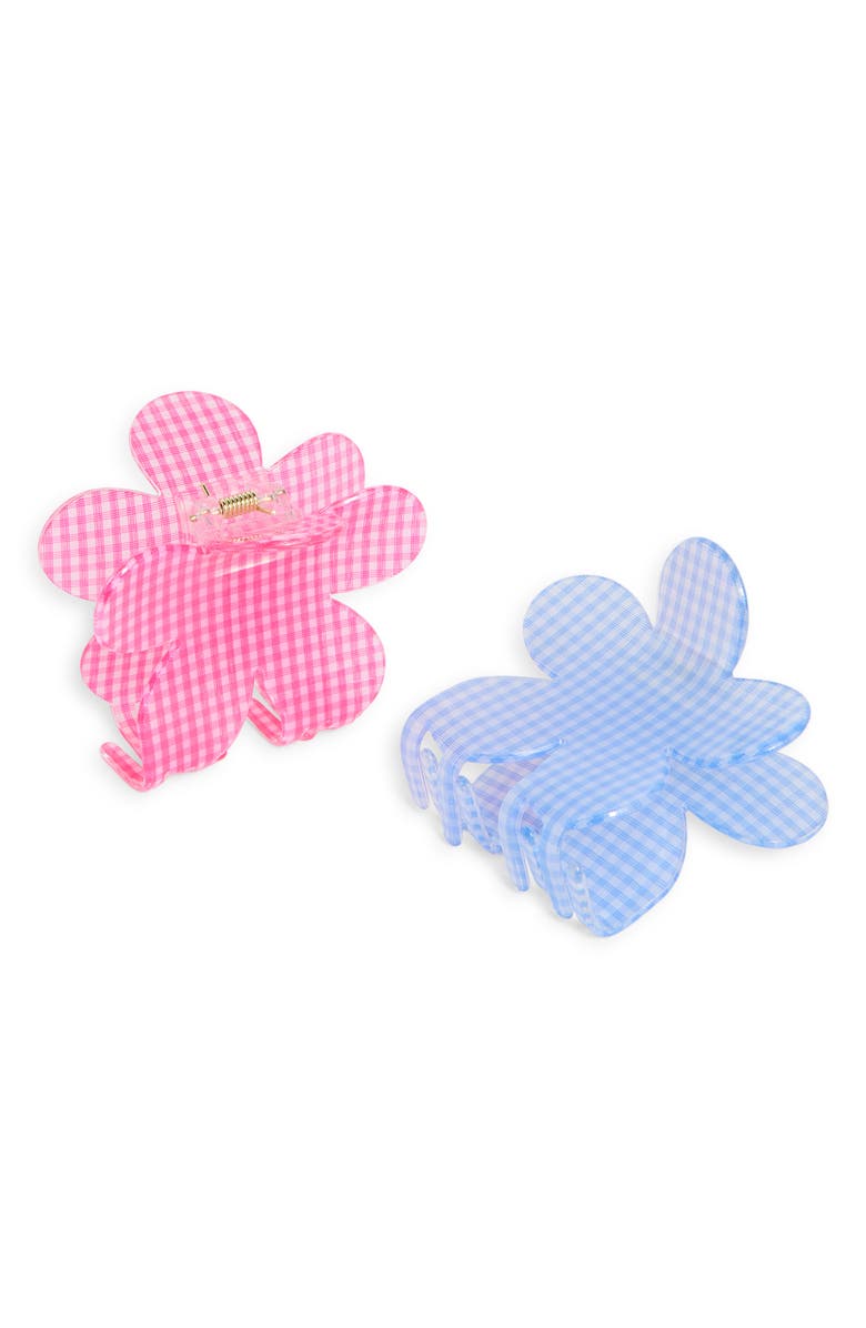 BP. Assorted 2-Pack Gingham Claw Clips, Main, color, Pink- Blue
