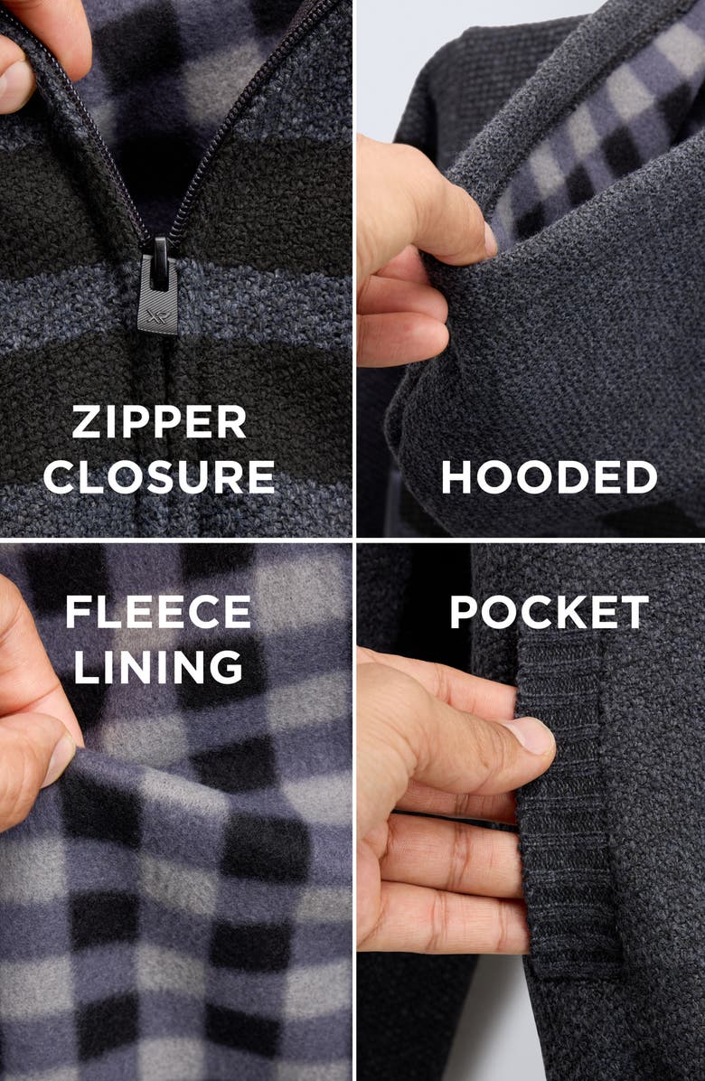 XRAY Kids' Stripe Full Zip Hoodie, Alternate, color, Charcoal/Black