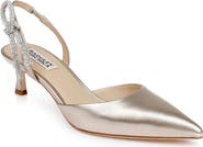 Badgley Mischka Bridal Gentry Slingback Pointed Toe Kitten Heel Pump