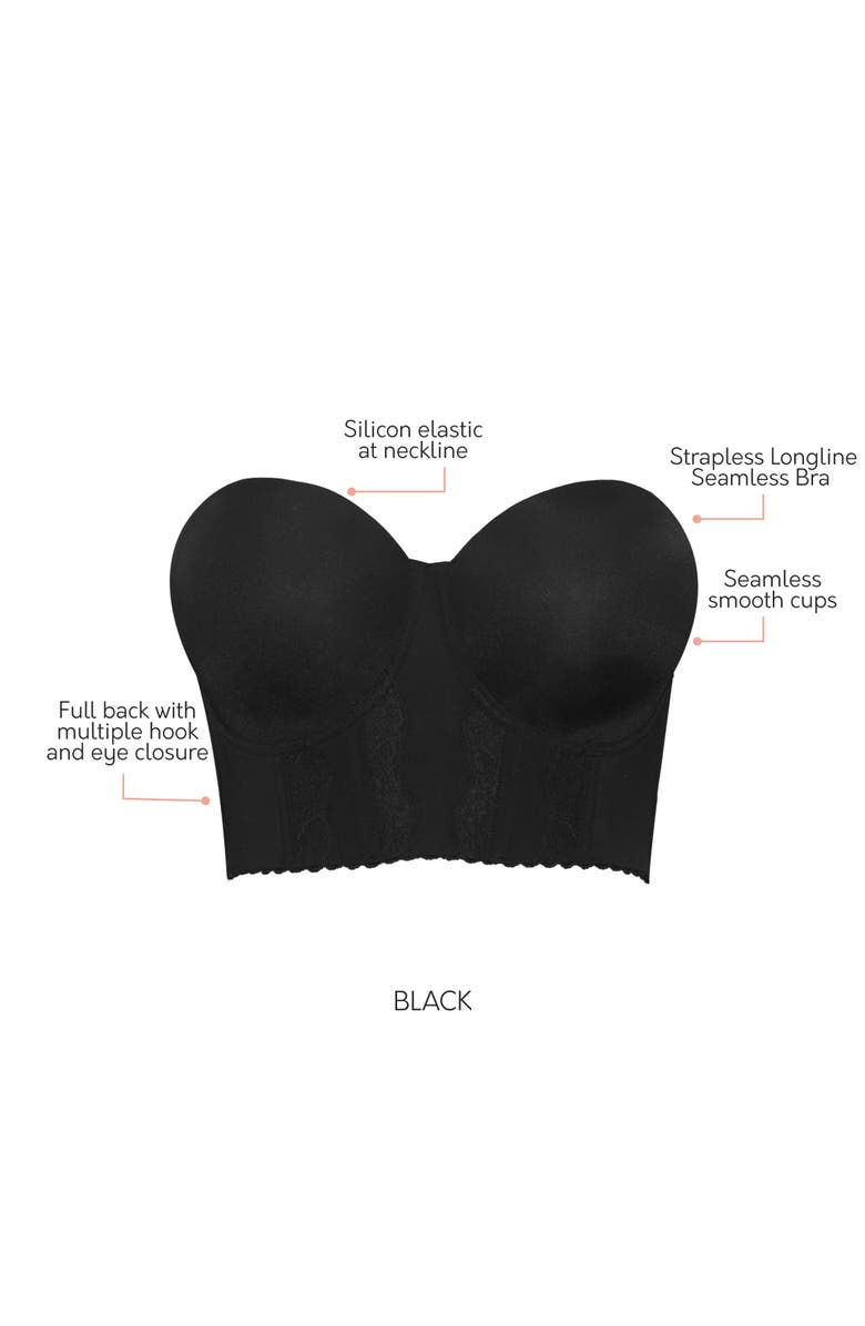 Parfait Elissa Full Busted Strapless Bustier, Alternate, color, Black