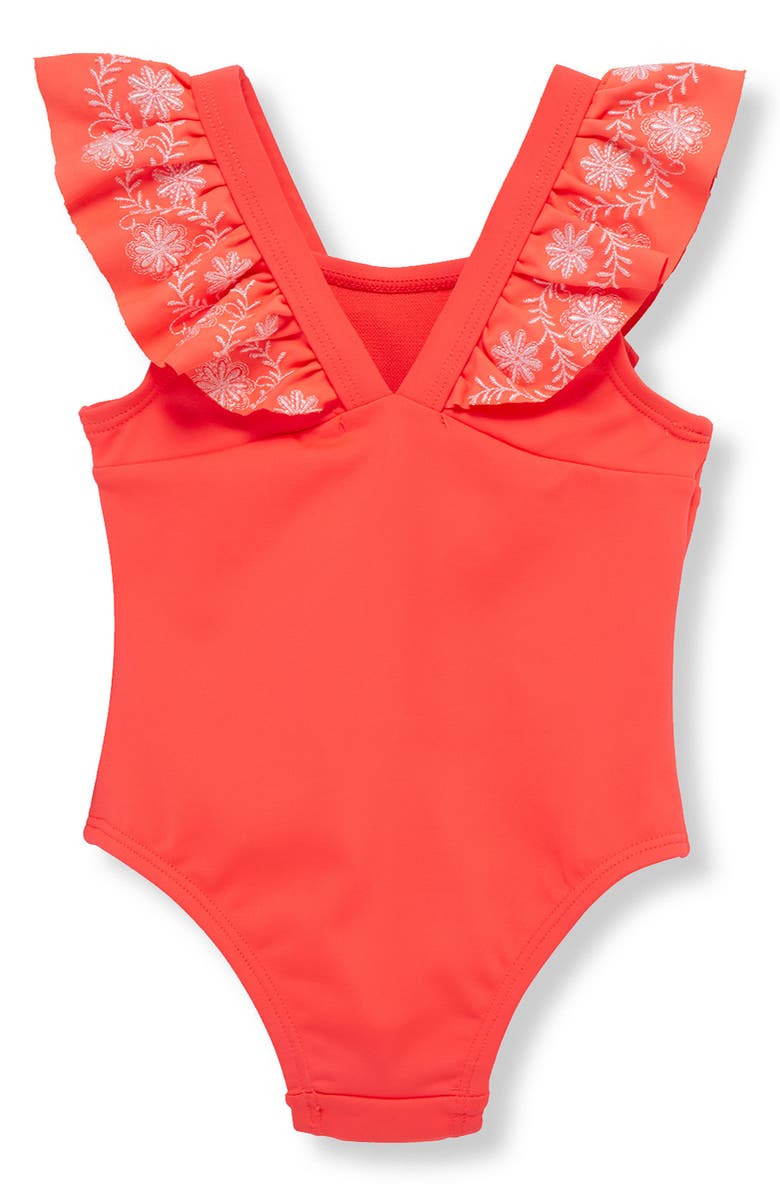 Habitual Kids Bella Embroidered One-Piece Swimsuit, Alternate, color, Dark Pink
