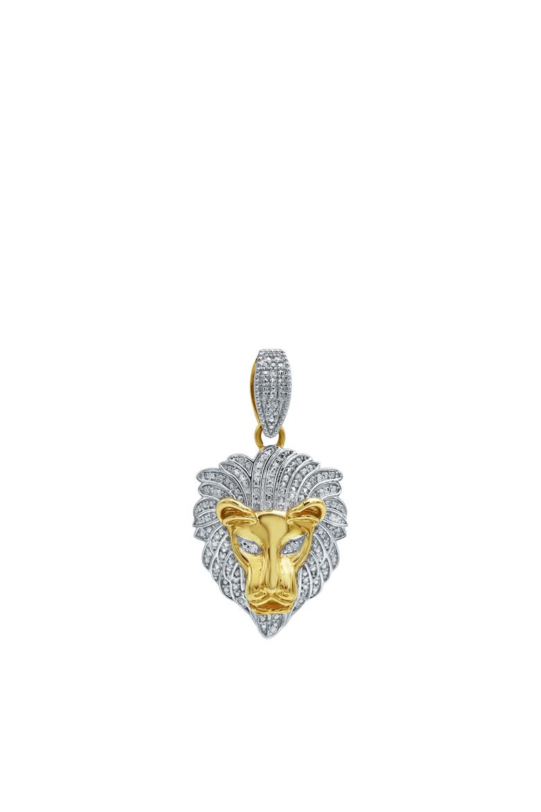 King of the Jungle Lion 14K Gold 0.09 Ct Diamond Pendant, Main, color, 14K Yellow Gold