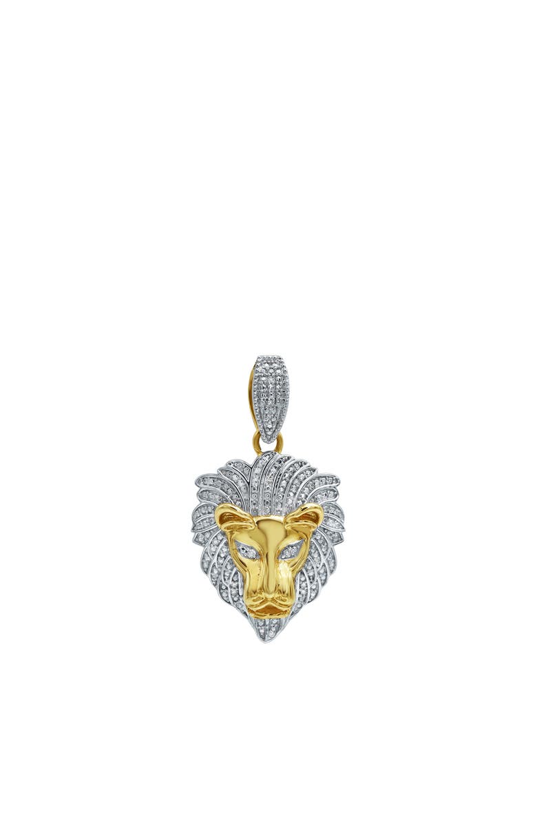 LuvMyJewelry King of the Jungle Lion 14K Gold 0.09 Ct Diamond Pendant, Main, color, 14K Yellow Gold