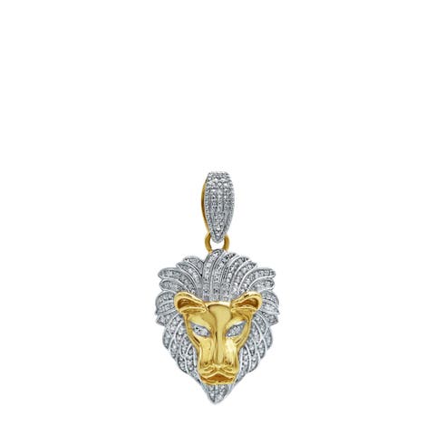 King of the Jungle Lion 14K Gold 0.09 Ct Diamond Pendant