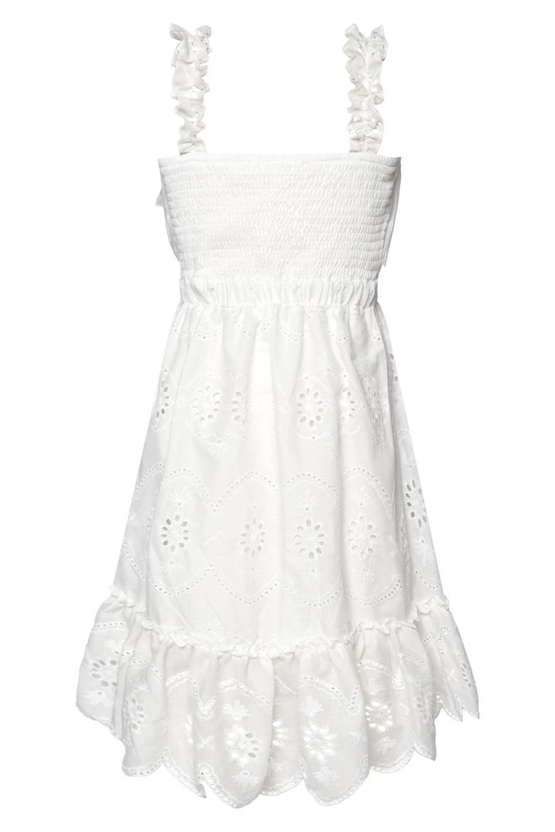 Kids' Eyelet Scallop Hem Dress, Alternate, color, WHITE
