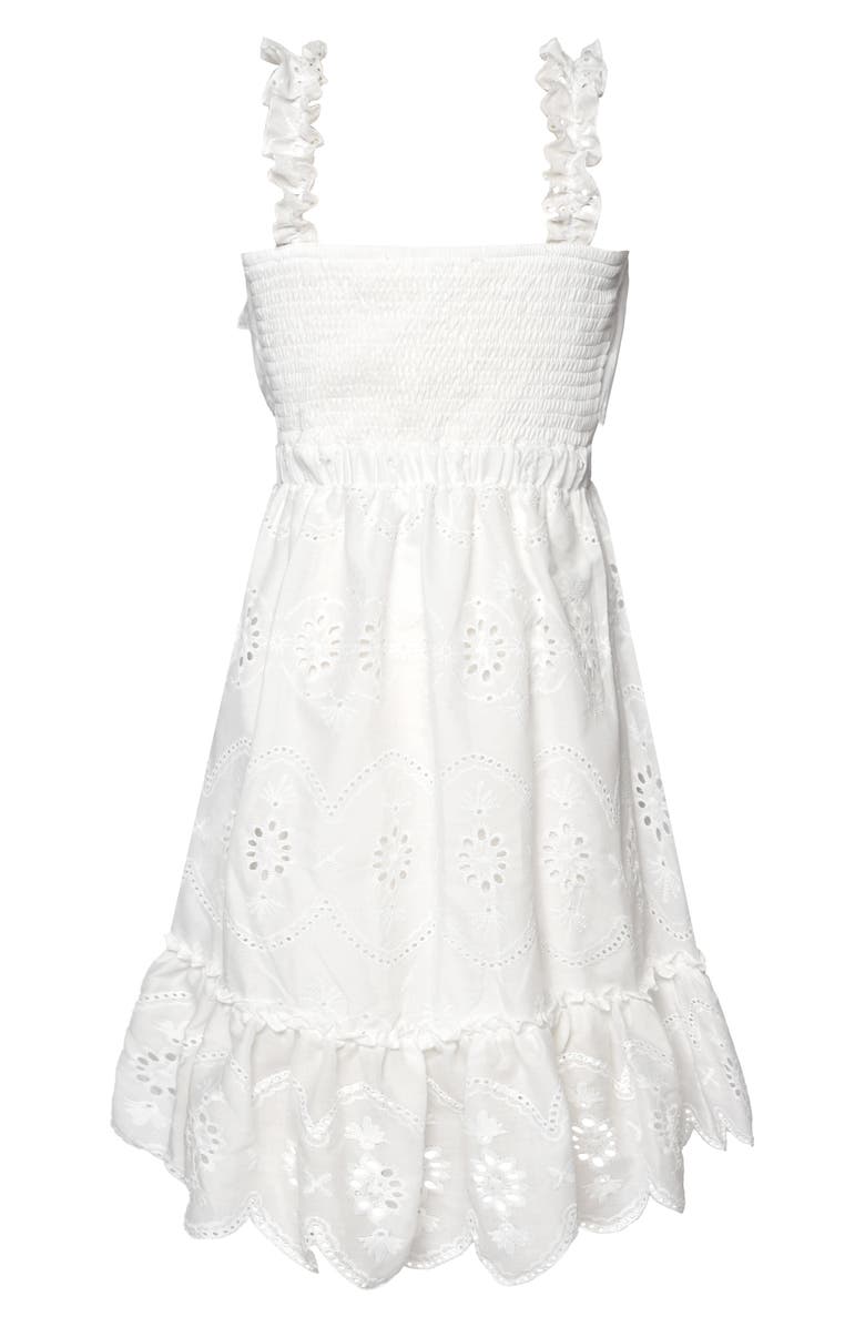 Hannah Banana Kids' Eyelet Scallop Hem Dress, Alternate, color, White
