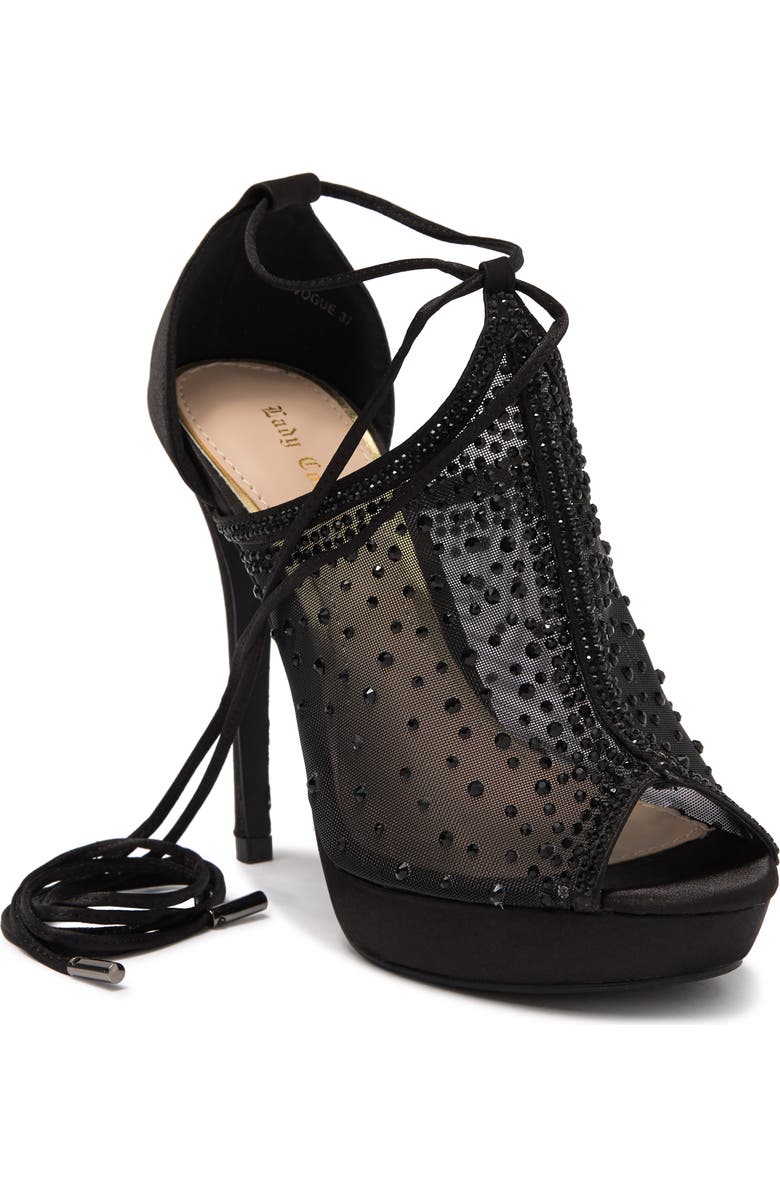 LADY COUTURE Embellished Mesh Ankle Wrap Pump, Main, color,