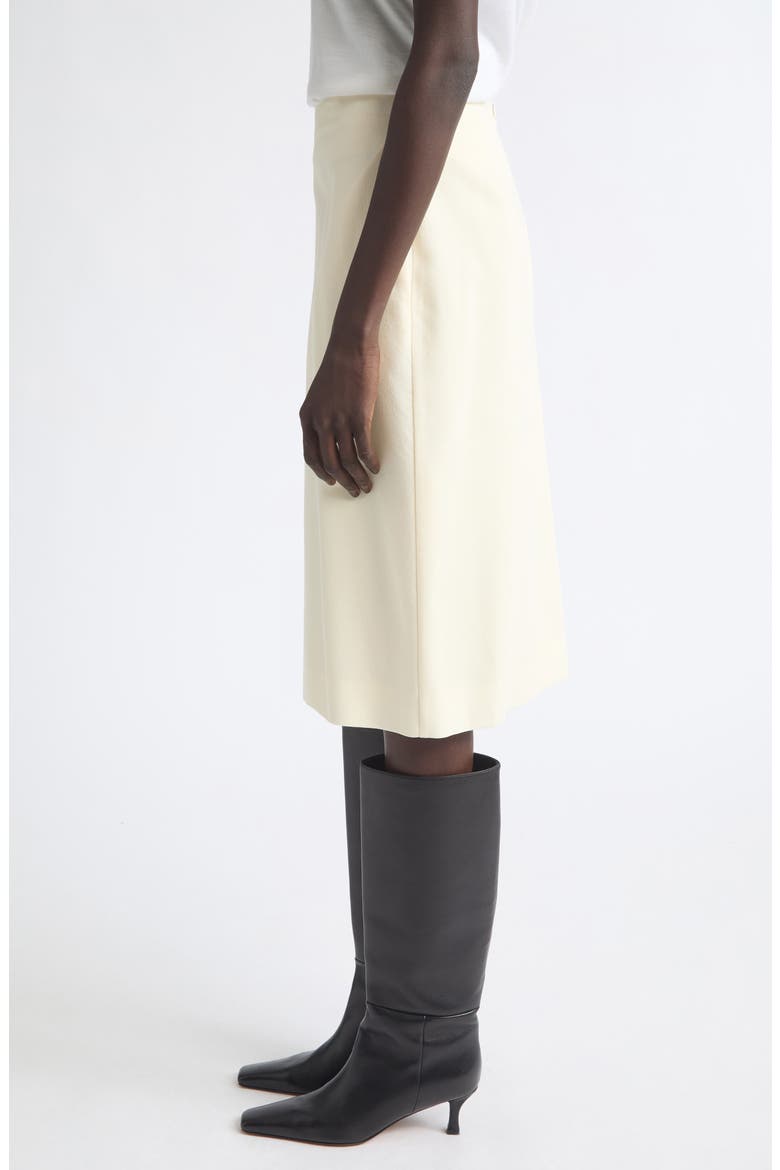 Pleat Godet Wool Sablé Skirt, Alternate, color, PORCELAIN