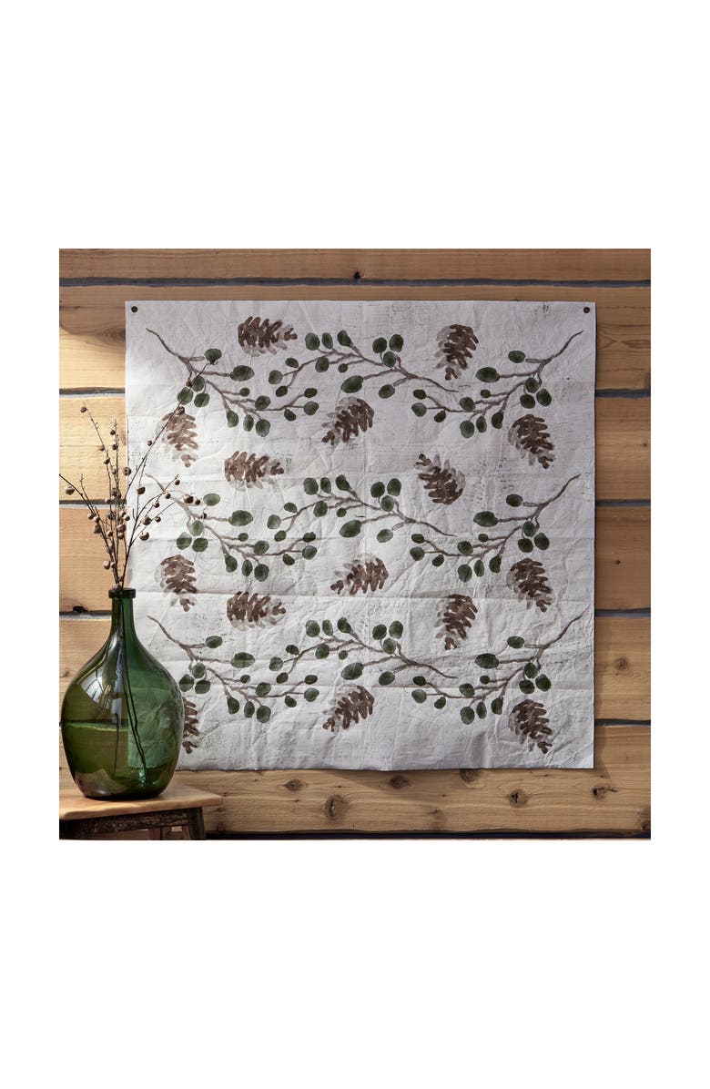 tag Sprig and Pinecone Christmas Wall Art Multicolor Paper Decor, Alternate, color,