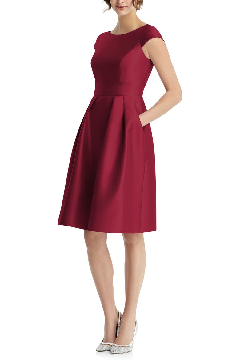 Cap Sleeve Cocktail Dress, Main, color, BURGUNDY