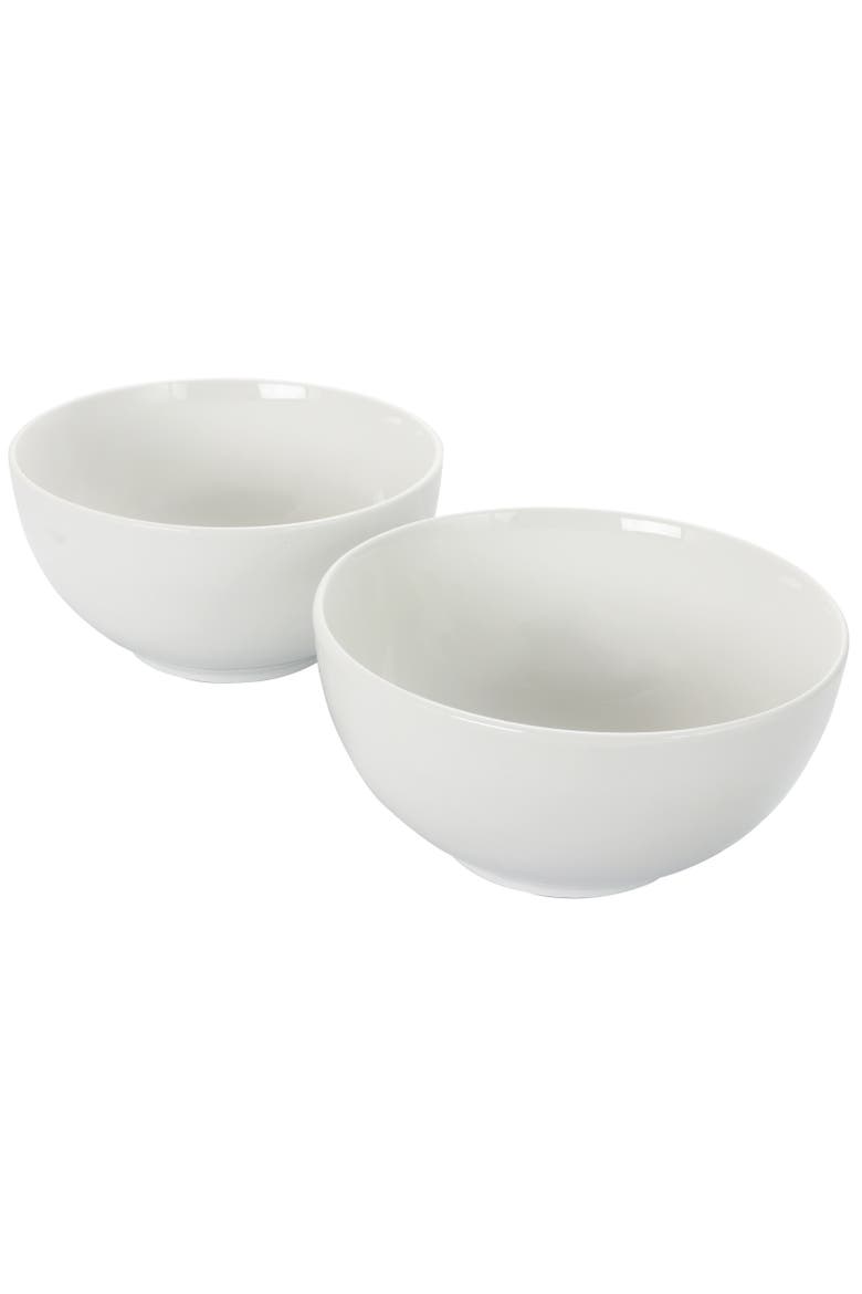 2 Piece 7 Inch Ceramic All-Purpose Round Bowl Set, Alternate, color, White