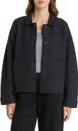 Eileen Fisher Boxy Spread Collar Boiled Wool Jacket