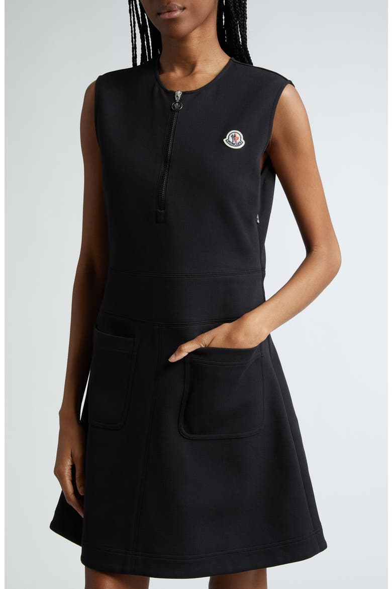 Sleeveless Cotton Blend Interlock Dress, Alternate, color, BLACK