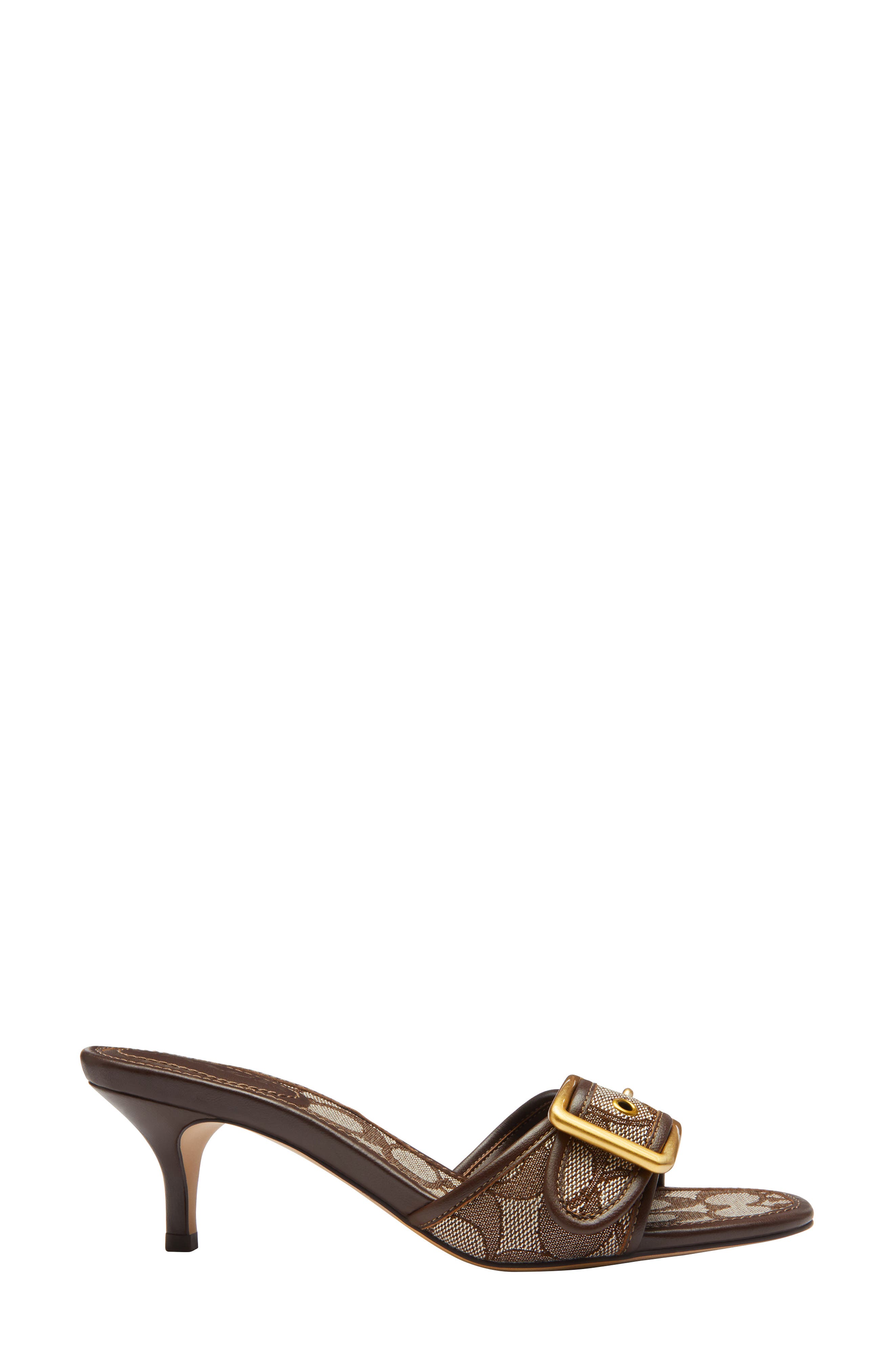 COACH Margot Signature Jacquard Slide Sandal, Alternate, color, Oak/ Maple