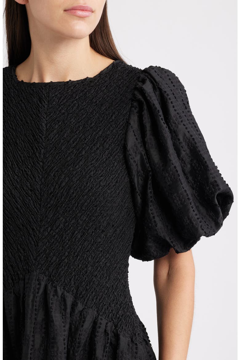 Tahia Textured Midi Dress, Alternate, color, BLACK