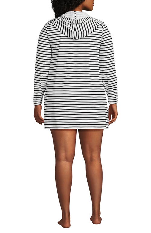 LANDS' END LANDS' END COTTON JERSEY LONG SLEEVE HOODED SWIM COVER-UP DRESS